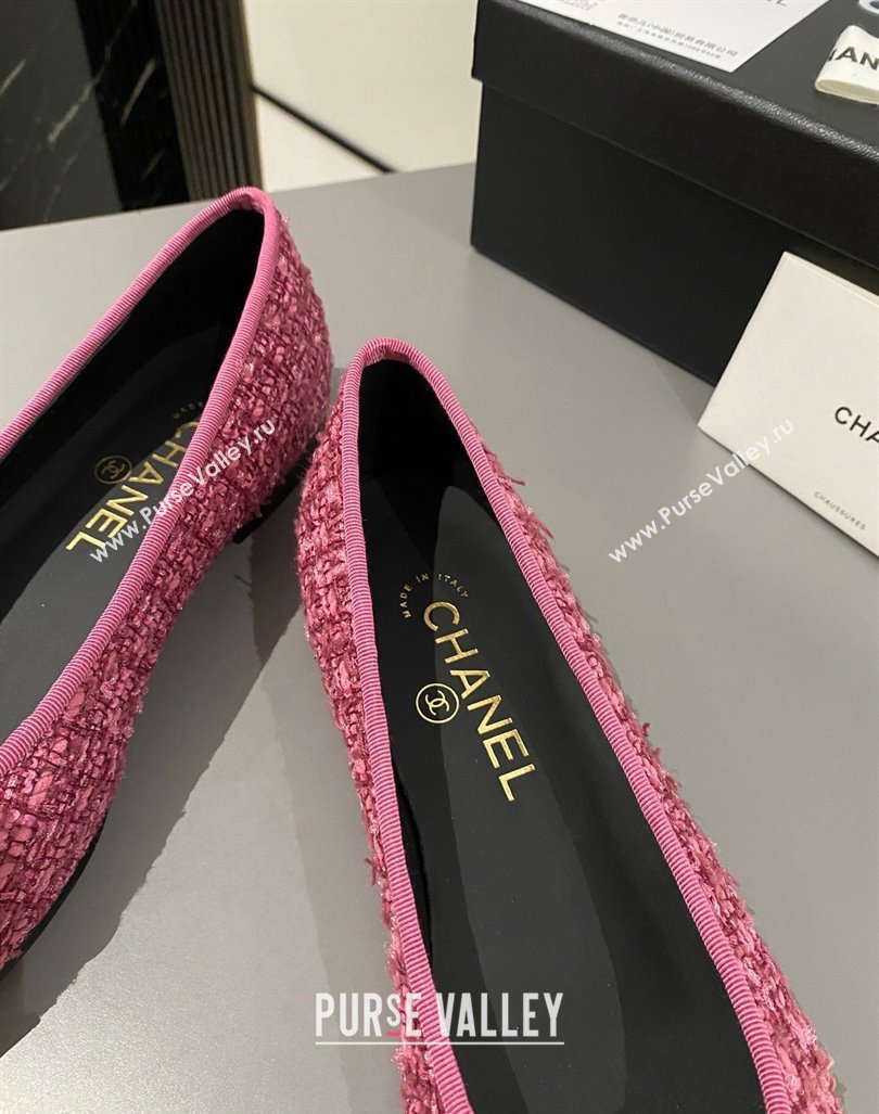 Chanel Tweed Classic Ballet Flat Dark Pink 2024 072211 (MD-240722116)