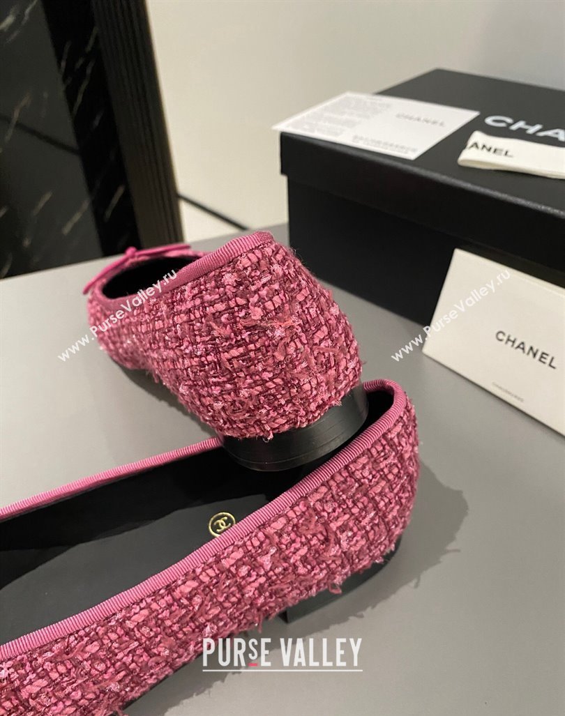 Chanel Tweed Classic Ballet Flat Dark Pink 2024 072211 (MD-240722116)