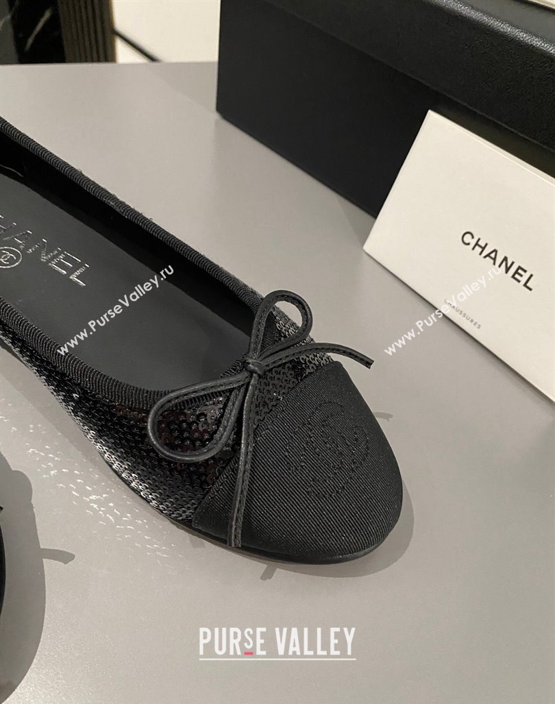 Chanel Sequins Classic Ballet Flat Balck 2024 072211 (MD-240722117)