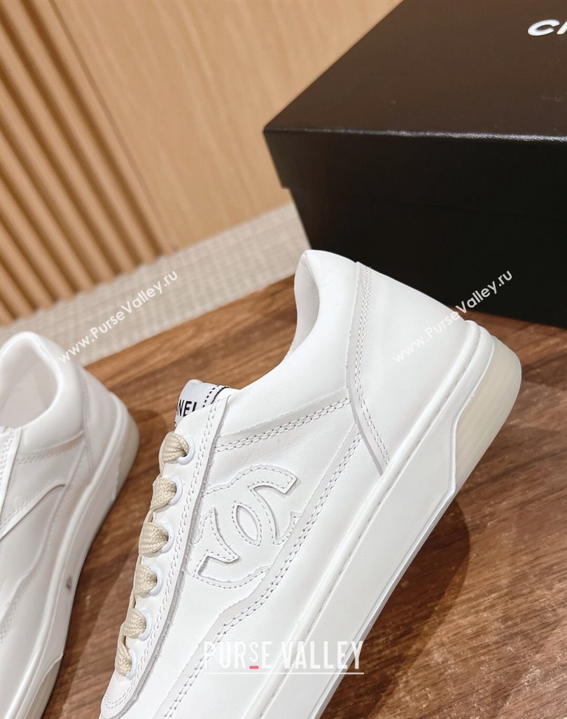 Chanel White Calfskin Sneakers with Side CC White 2024 072203 (KL-240722015)