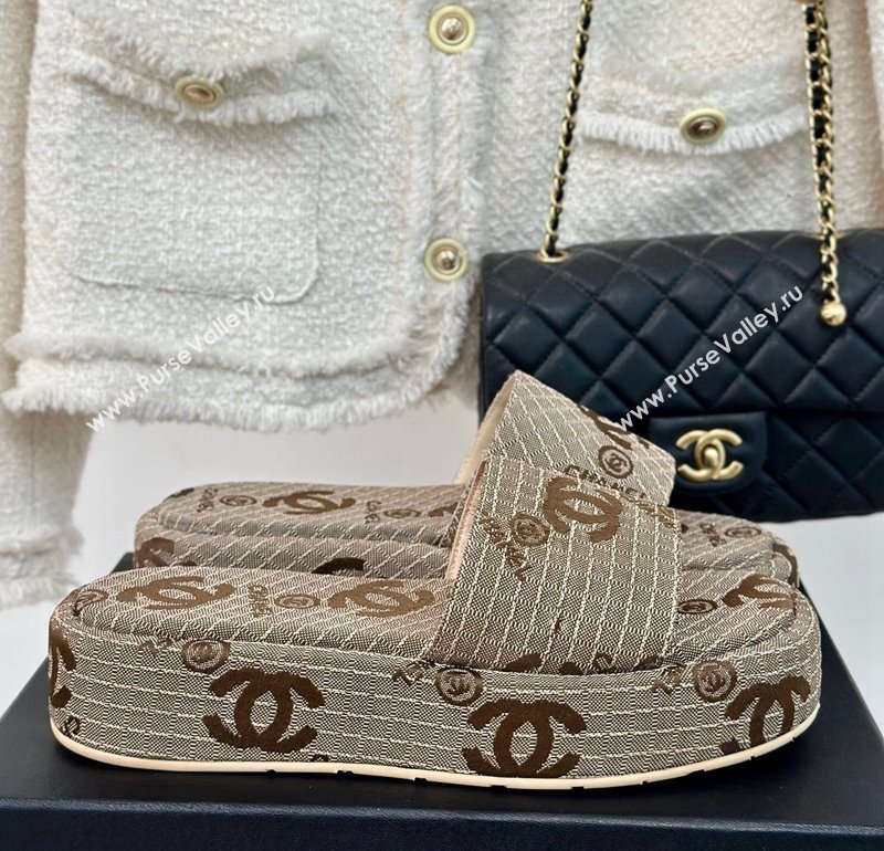 Chanel CC Denim Platform Slides Sandal 4cm Beige 2024 072212 (MD-240722123)