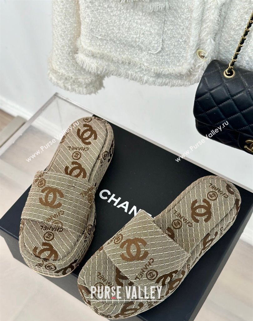 Chanel CC Denim Platform Slides Sandal 4cm Beige 2024 072212 (MD-240722123)