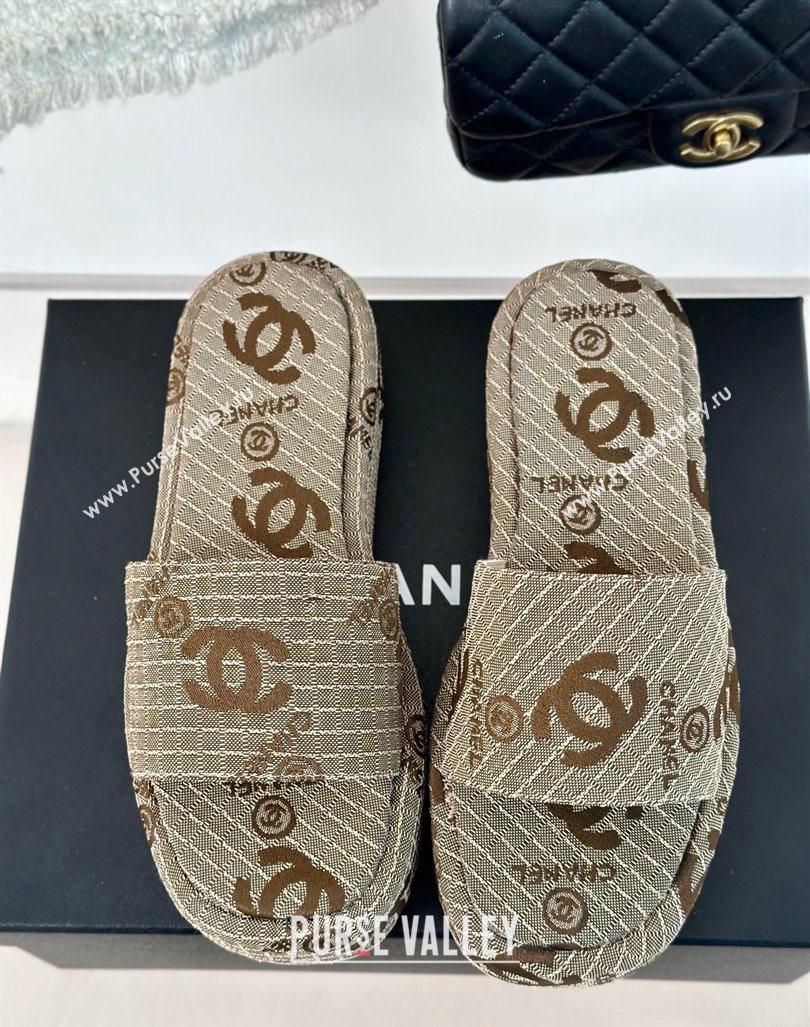 Chanel CC Denim Platform Slides Sandal 4cm Beige 2024 072212 (MD-240722123)