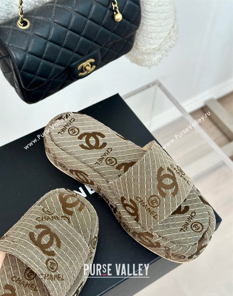 Chanel CC Denim Platform Slides Sandal 4cm Beige 2024 072212 (MD-240722123)