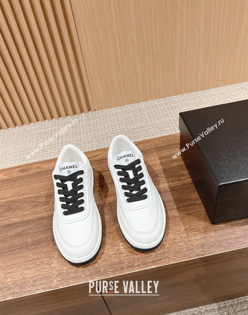 Chanel White Calfskin Sneakers with Side CC Black 2024 072203 (KL-240722018)