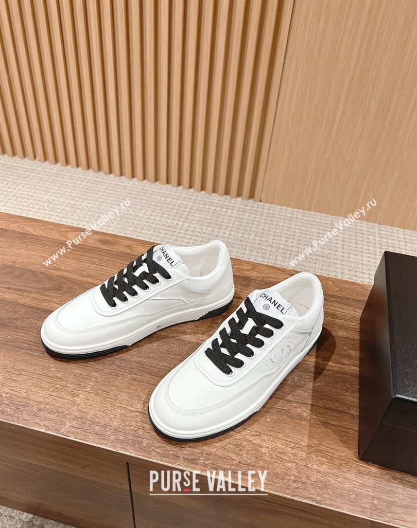 Chanel White Calfskin Sneakers with Side CC Black 2024 072203 (KL-240722018)