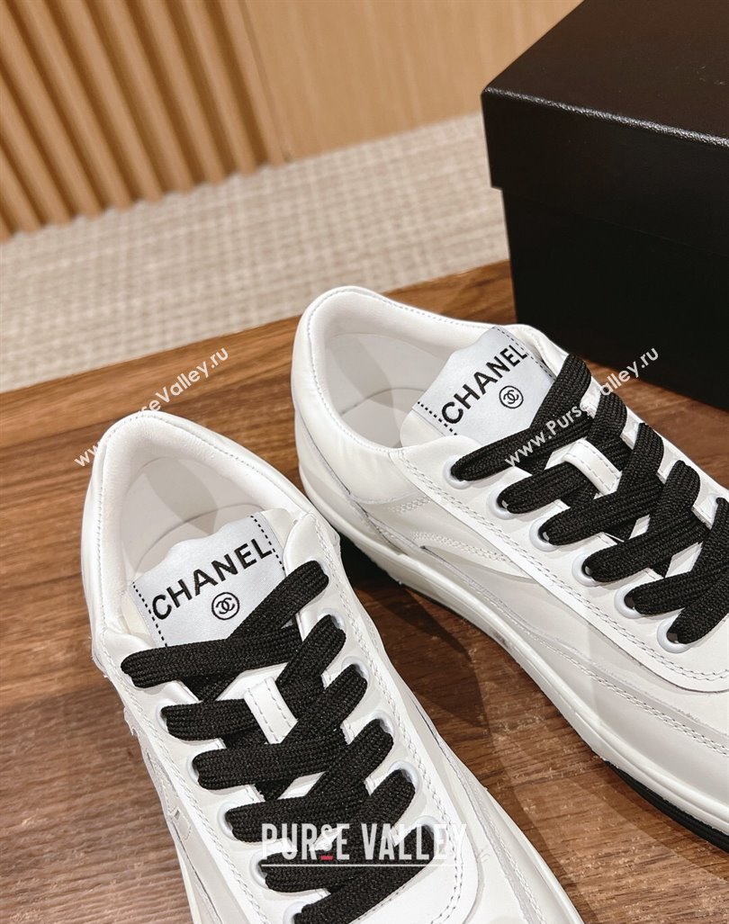 Chanel White Calfskin Sneakers with Side CC Black 2024 072203 (KL-240722018)