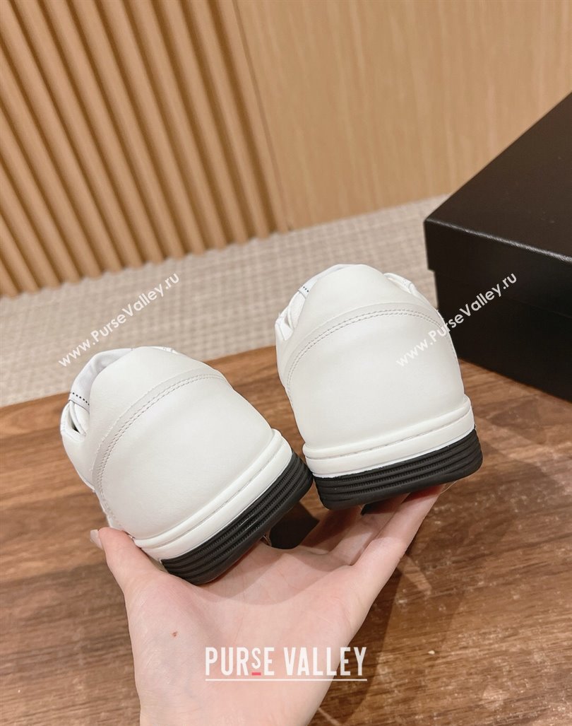 Chanel White Calfskin Sneakers with Side CC Black 2024 072203 (KL-240722018)