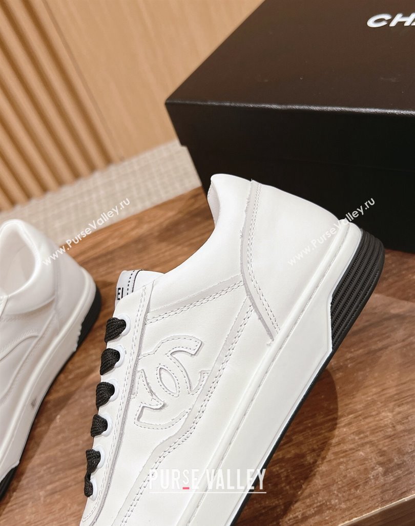 Chanel White Calfskin Sneakers with Side CC Black 2024 072203 (KL-240722018)