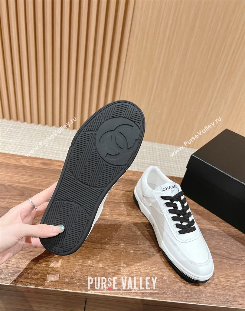 Chanel White Calfskin Sneakers with Side CC Black 2024 072203 (KL-240722018)