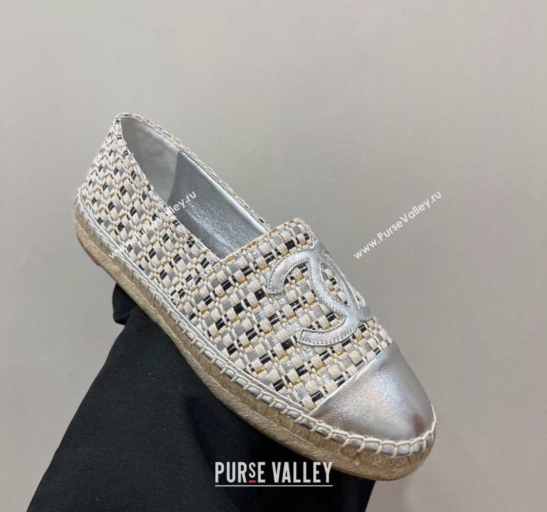 Chanel Woven Espadrilles Flat Silver 2024 0723001 (SS-240723001)