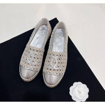 Chanel Woven Espadrilles Flat Silver 2024 0723001 (SS-240723001)