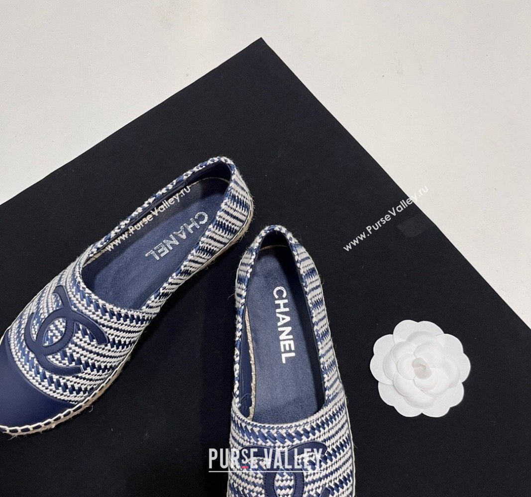 Chanel Braided Espadrilles Flat Navy Blue 2024 0723002 (SS-240723006)