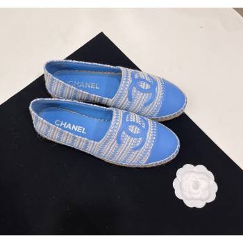 Chanel Braided Espadrilles Flat Sky Blue 2024 0723002 (SS-240723009)