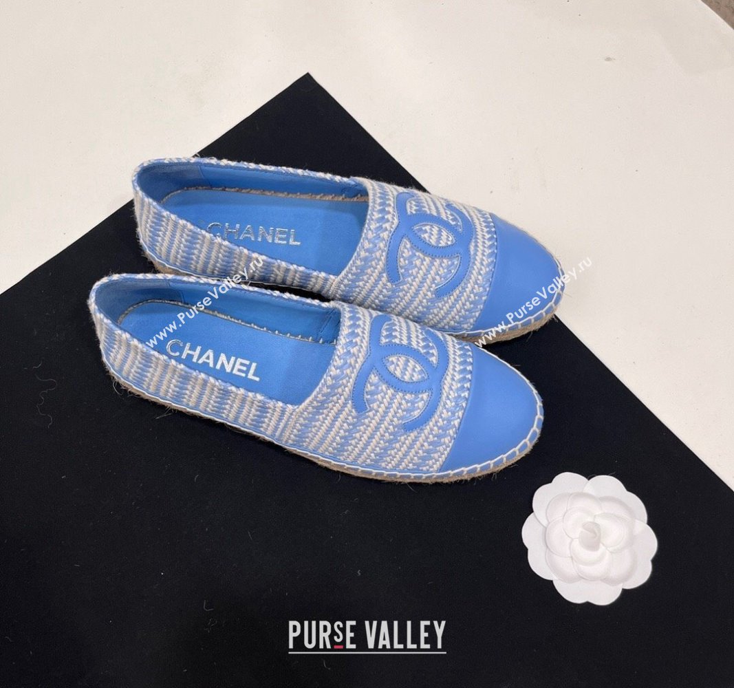 Chanel Braided Espadrilles Flat Sky Blue 2024 0723002 (SS-240723009)