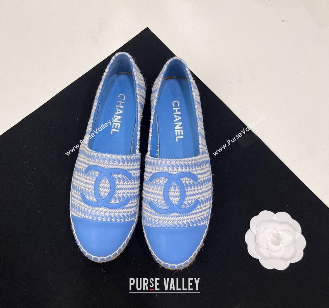 Chanel Braided Espadrilles Flat Sky Blue 2024 0723002 (SS-240723009)