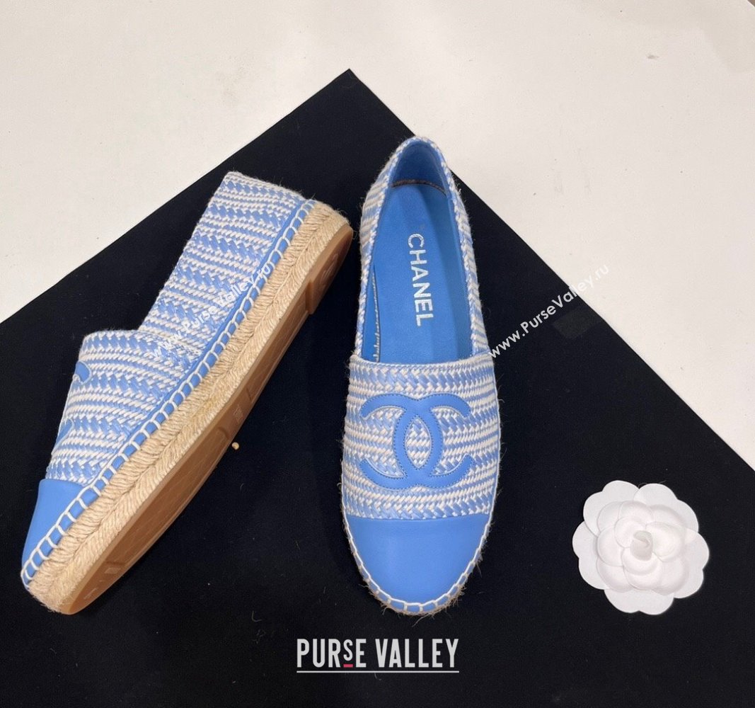 Chanel Braided Espadrilles Flat Sky Blue 2024 0723002 (SS-240723009)