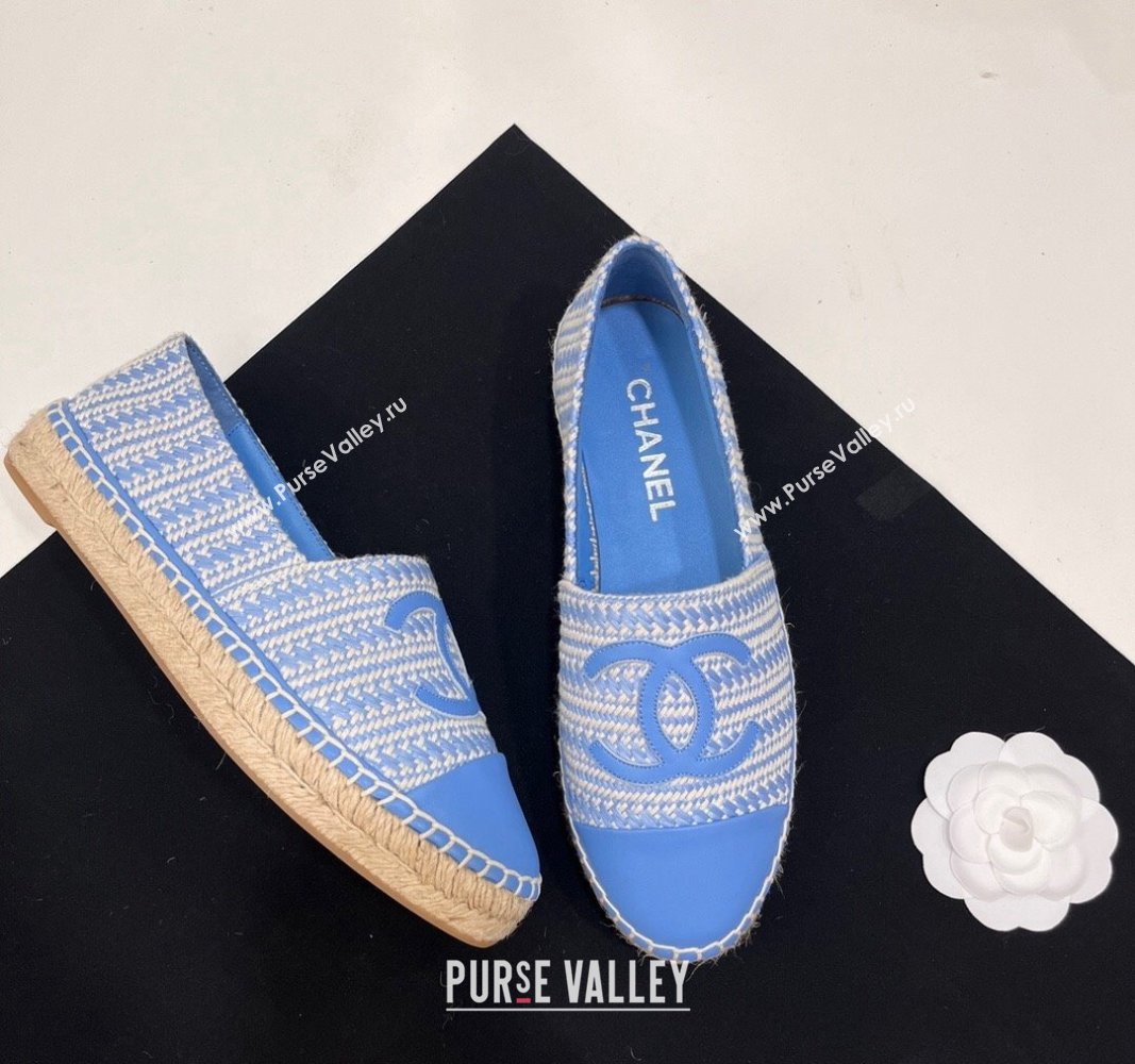 Chanel Braided Espadrilles Flat Sky Blue 2024 0723002 (SS-240723009)