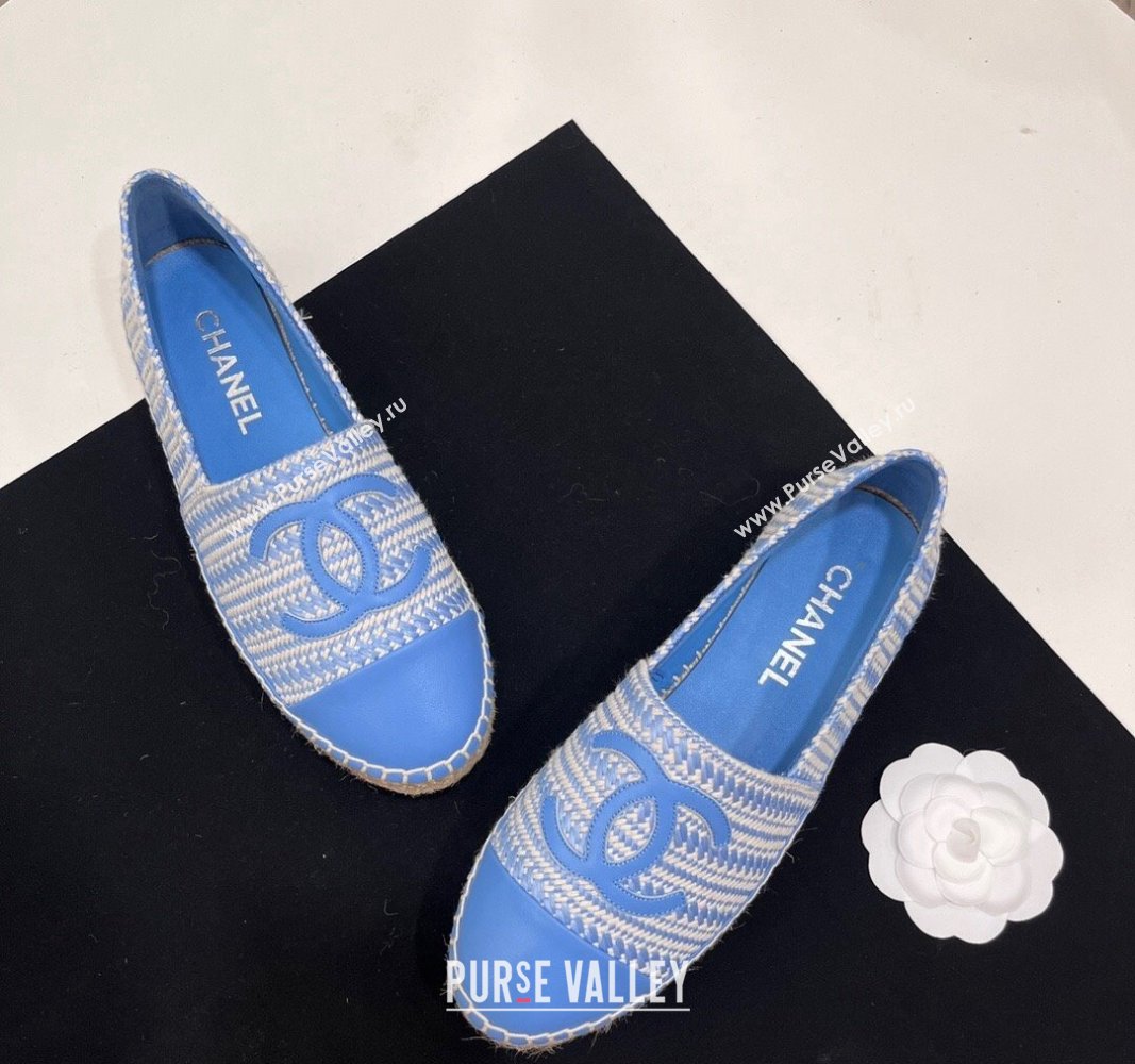 Chanel Braided Espadrilles Flat Sky Blue 2024 0723002 (SS-240723009)