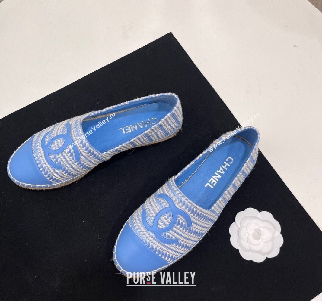 Chanel Braided Espadrilles Flat Sky Blue 2024 0723002 (SS-240723009)