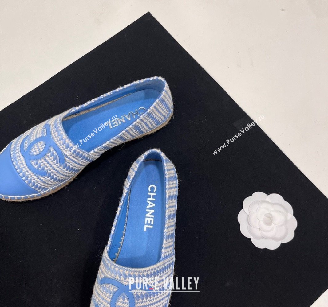 Chanel Braided Espadrilles Flat Sky Blue 2024 0723002 (SS-240723009)