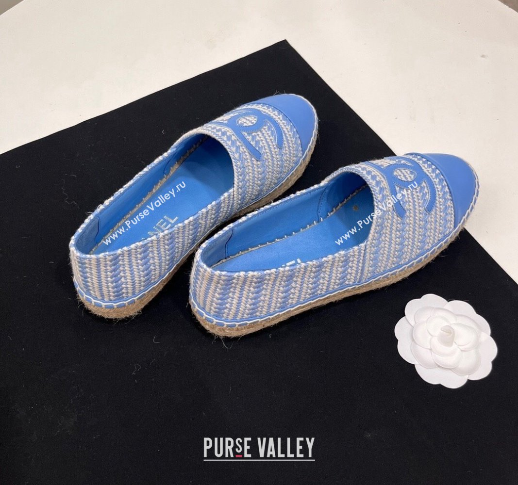 Chanel Braided Espadrilles Flat Sky Blue 2024 0723002 (SS-240723009)