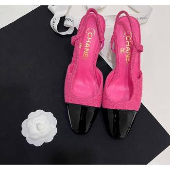 Chanel Tweed Patent Calfskin Slingbacks Pumps 6.5cm Pink 2024 G31318 (KL-2407230025)