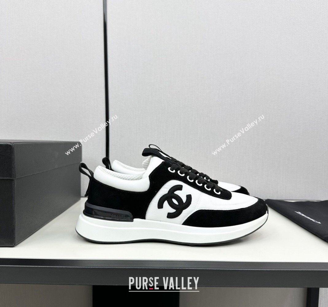 Chanel Fabric Suede Sneakers White/Black 2024 072305 (KL-2407230043)