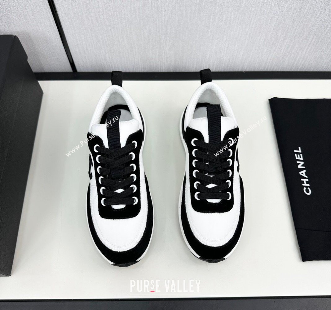 Chanel Fabric Suede Sneakers White/Black 2024 072305 (KL-2407230043)