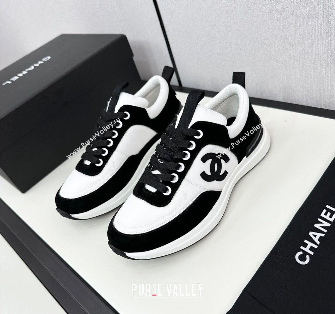 Chanel Fabric Suede Sneakers White/Black 2024 072305 (KL-2407230043)