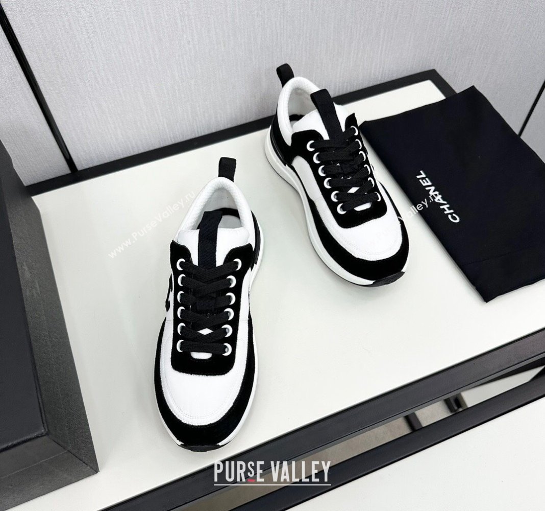 Chanel Fabric Suede Sneakers White/Black 2024 072305 (KL-2407230043)