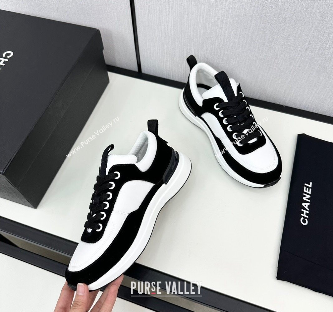 Chanel Fabric Suede Sneakers White/Black 2024 072305 (KL-2407230043)