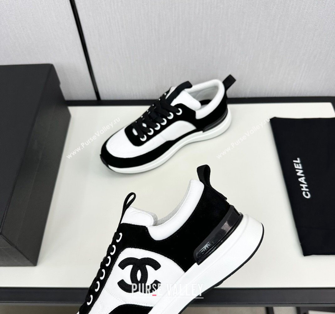 Chanel Fabric Suede Sneakers White/Black 2024 072305 (KL-2407230043)