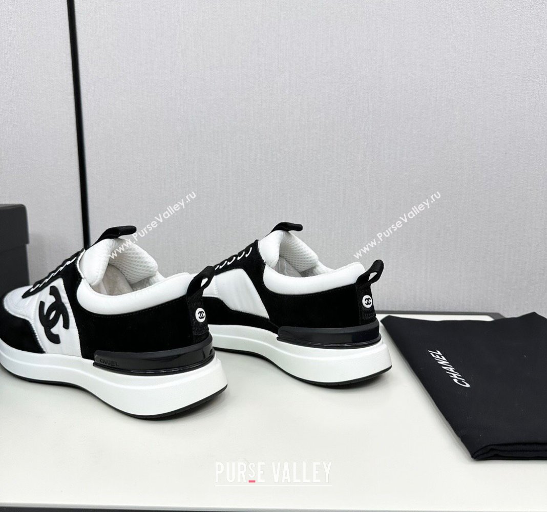 Chanel Fabric Suede Sneakers White/Black 2024 072305 (KL-2407230043)