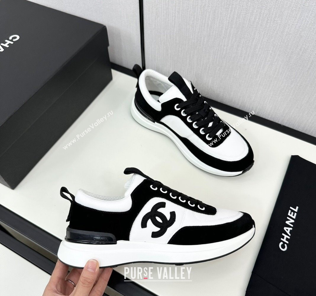 Chanel Fabric Suede Sneakers White/Black 2024 072305 (KL-2407230043)