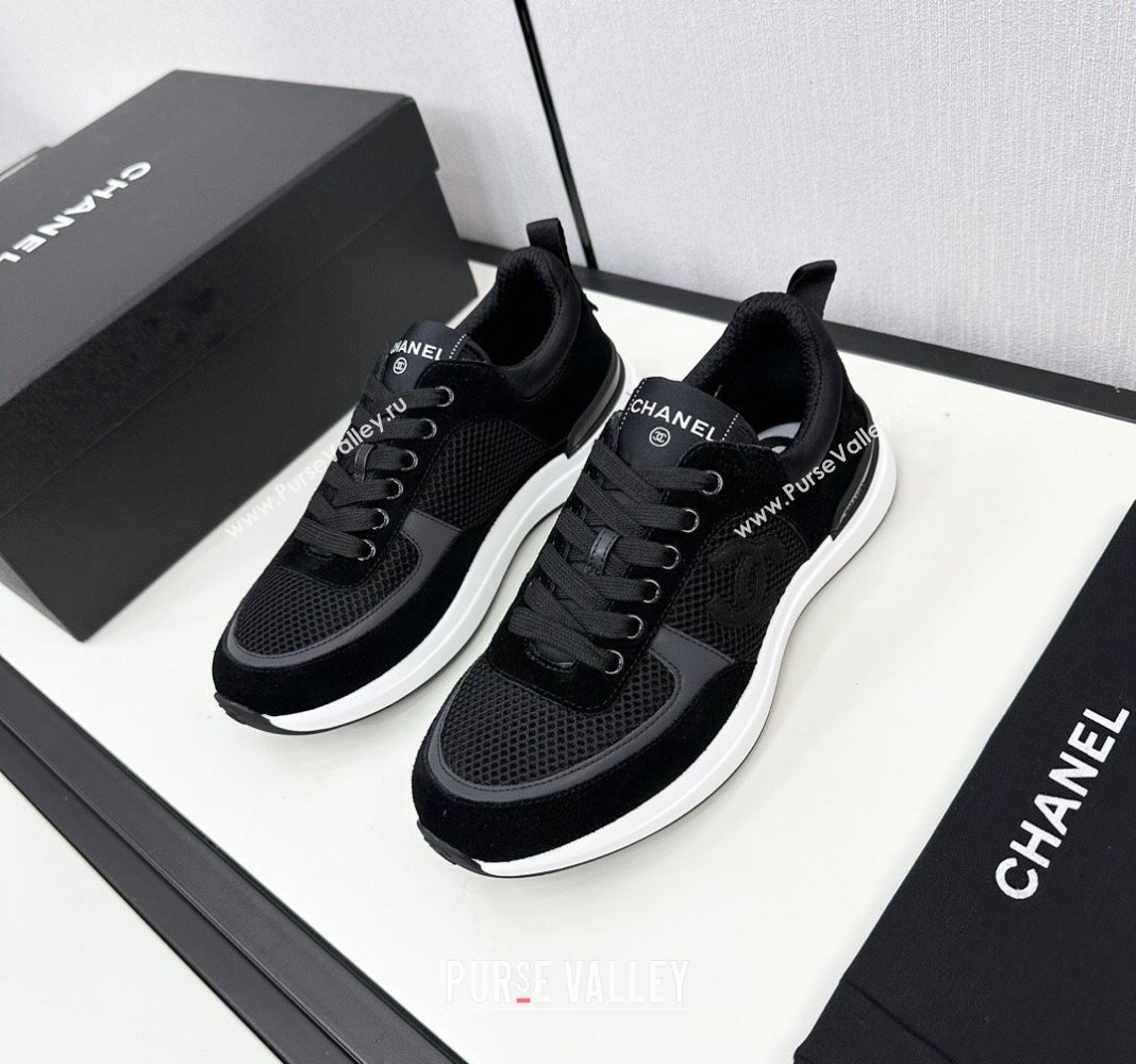 Chanel Mesh Suede Sneakers Black2 2024 072305 (KL-2407230045)