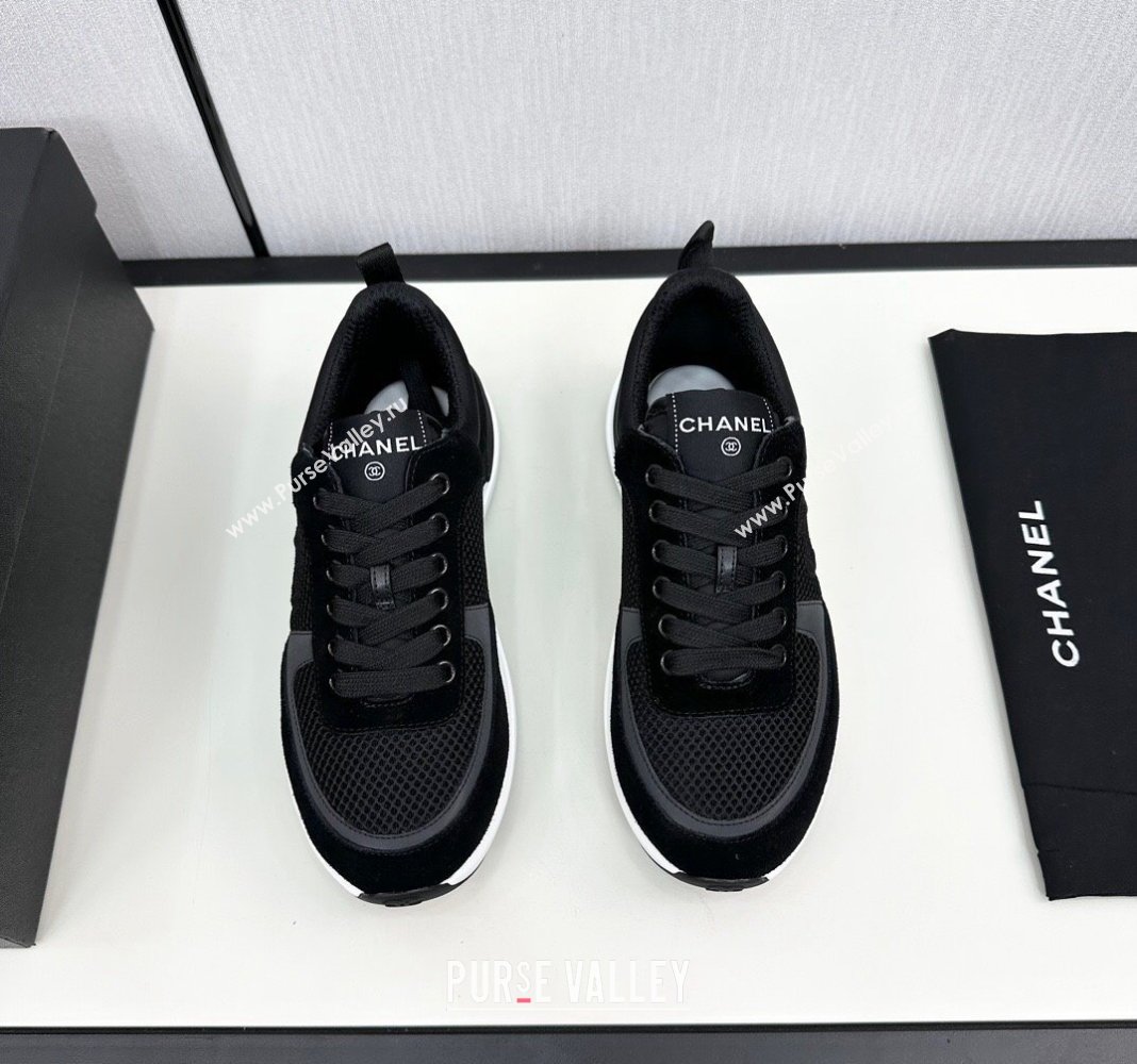 Chanel Mesh Suede Sneakers Black2 2024 072305 (KL-2407230045)