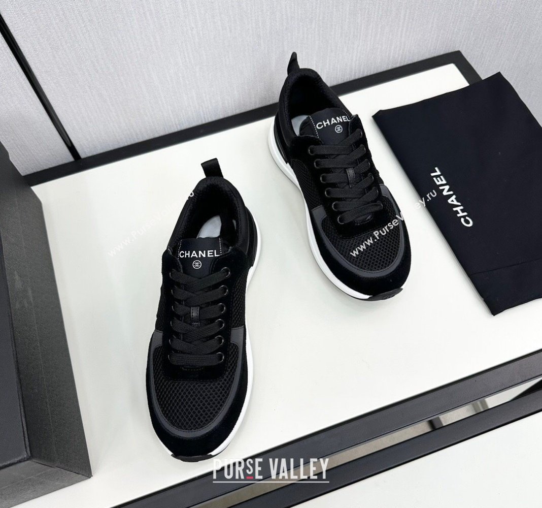 Chanel Mesh Suede Sneakers Black2 2024 072305 (KL-2407230045)