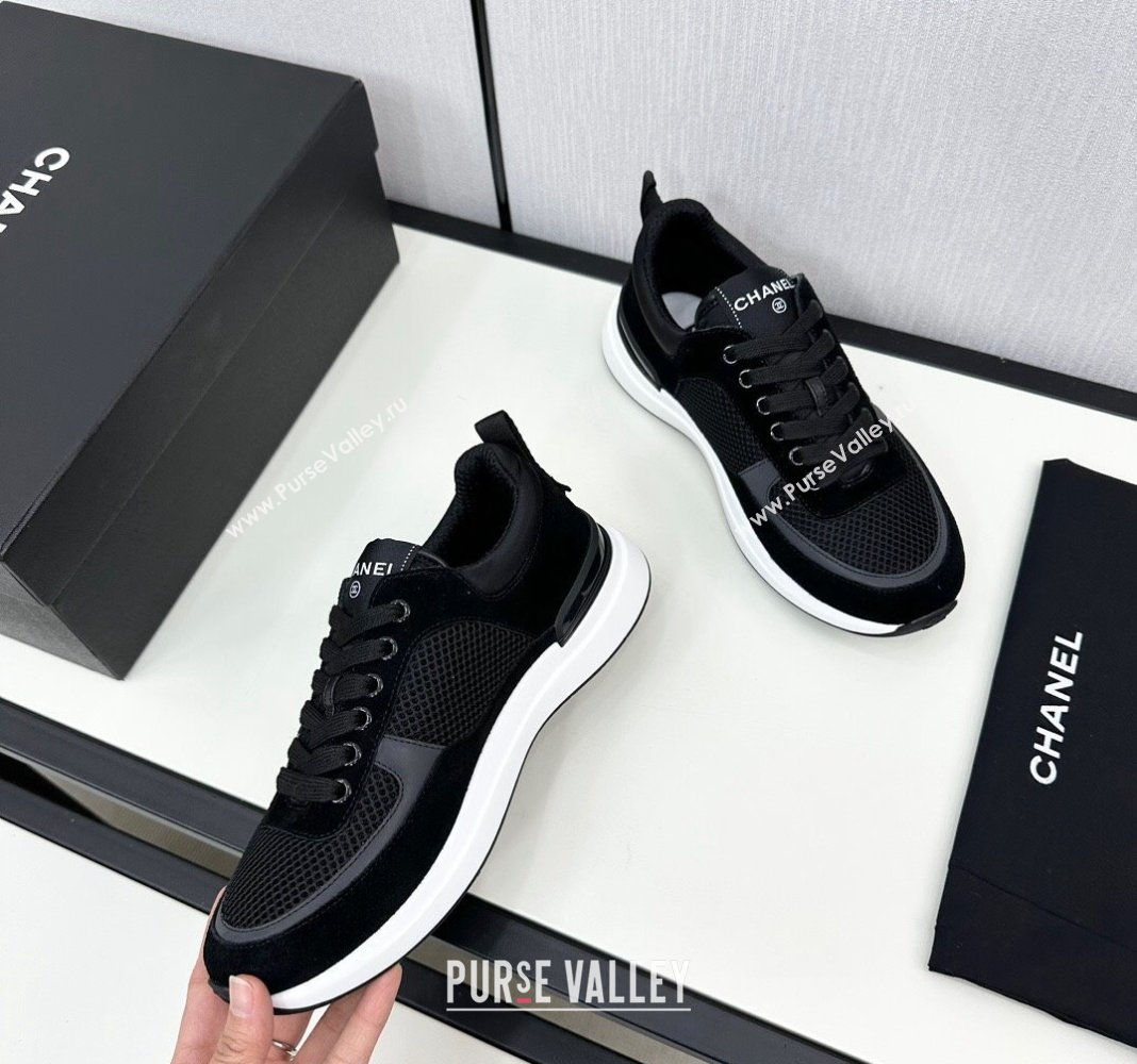 Chanel Mesh Suede Sneakers Black2 2024 072305 (KL-2407230045)