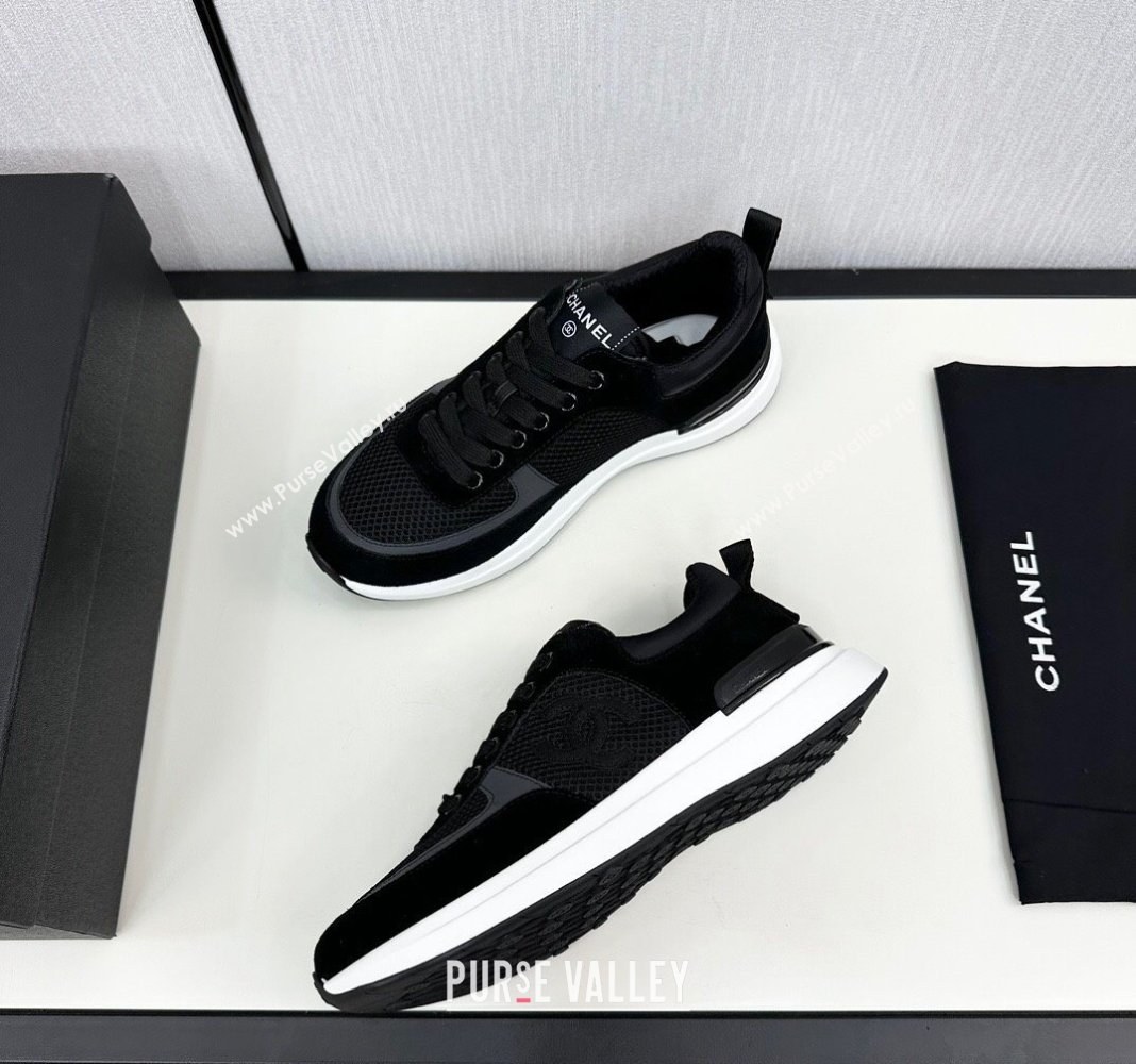 Chanel Mesh Suede Sneakers Black2 2024 072305 (KL-2407230045)