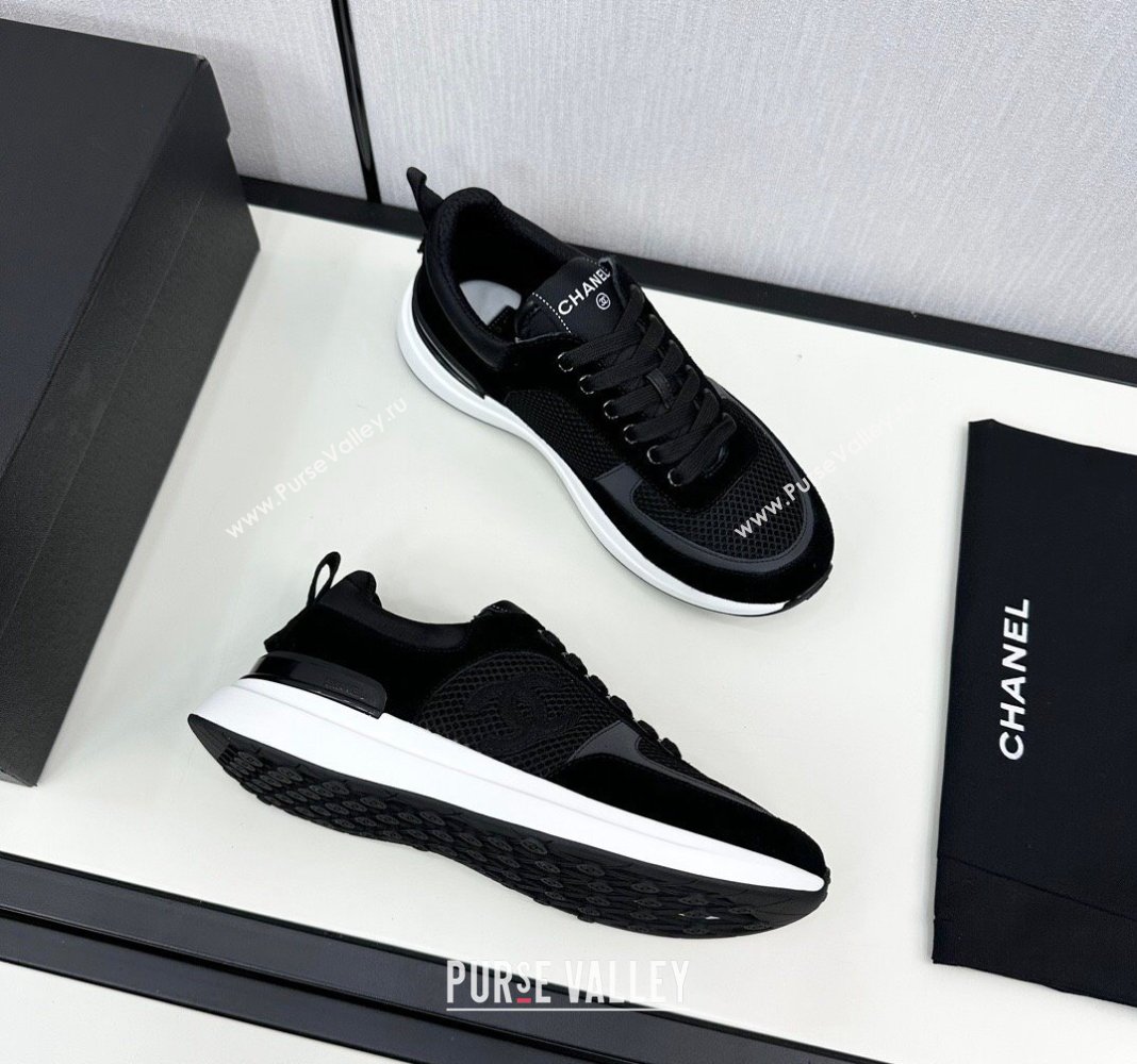 Chanel Mesh Suede Sneakers Black2 2024 072305 (KL-2407230045)