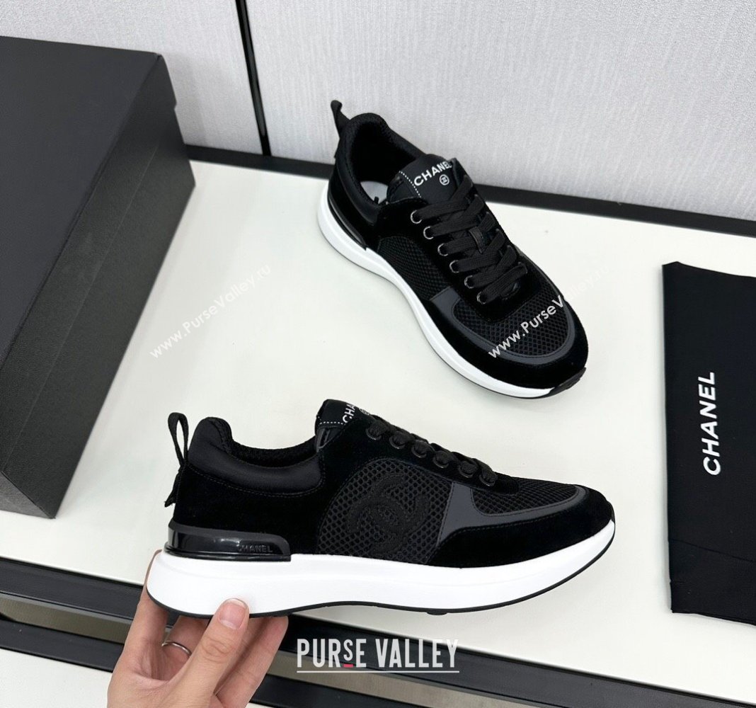 Chanel Mesh Suede Sneakers Black2 2024 072305 (KL-2407230045)