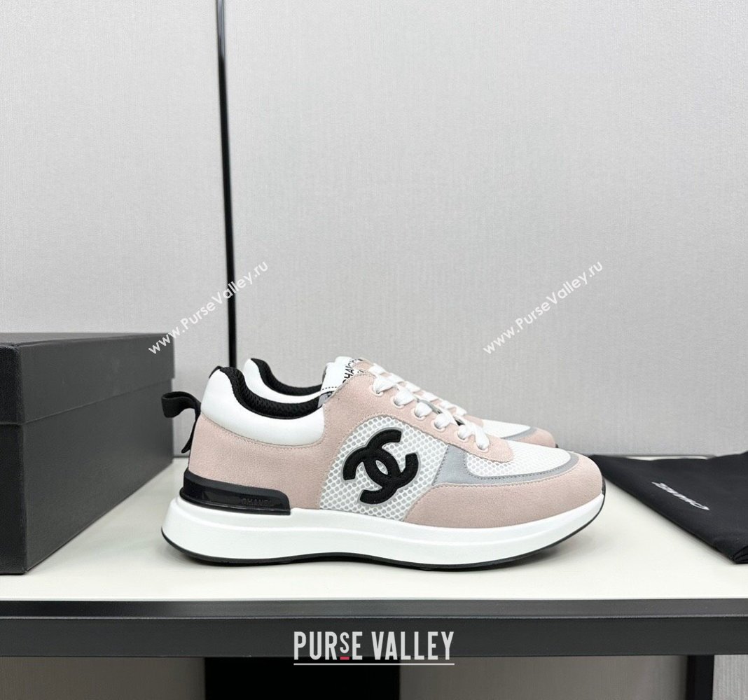 Chanel Mesh Suede Sneakers Light Pink 2024 072305 (KL-2407230046)