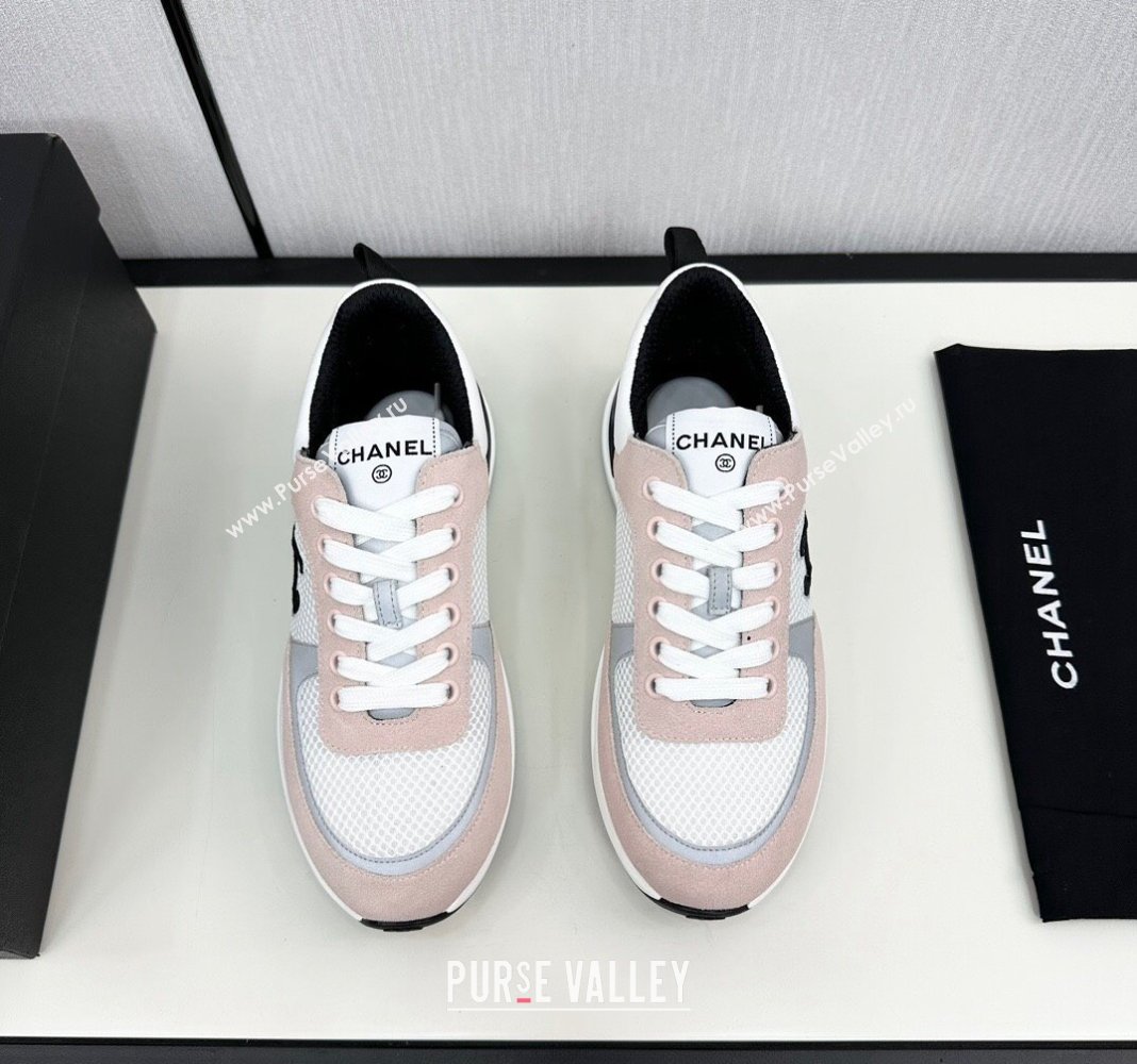 Chanel Mesh Suede Sneakers Light Pink 2024 072305 (KL-2407230046)