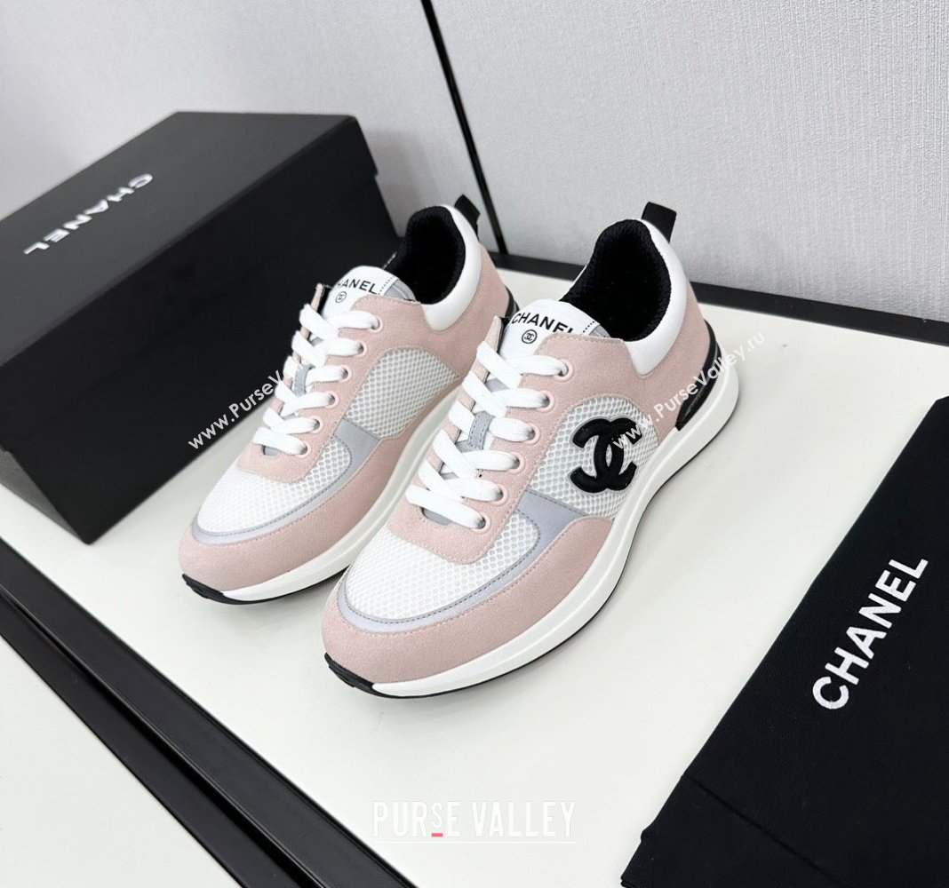 Chanel Mesh Suede Sneakers Light Pink 2024 072305 (KL-2407230046)