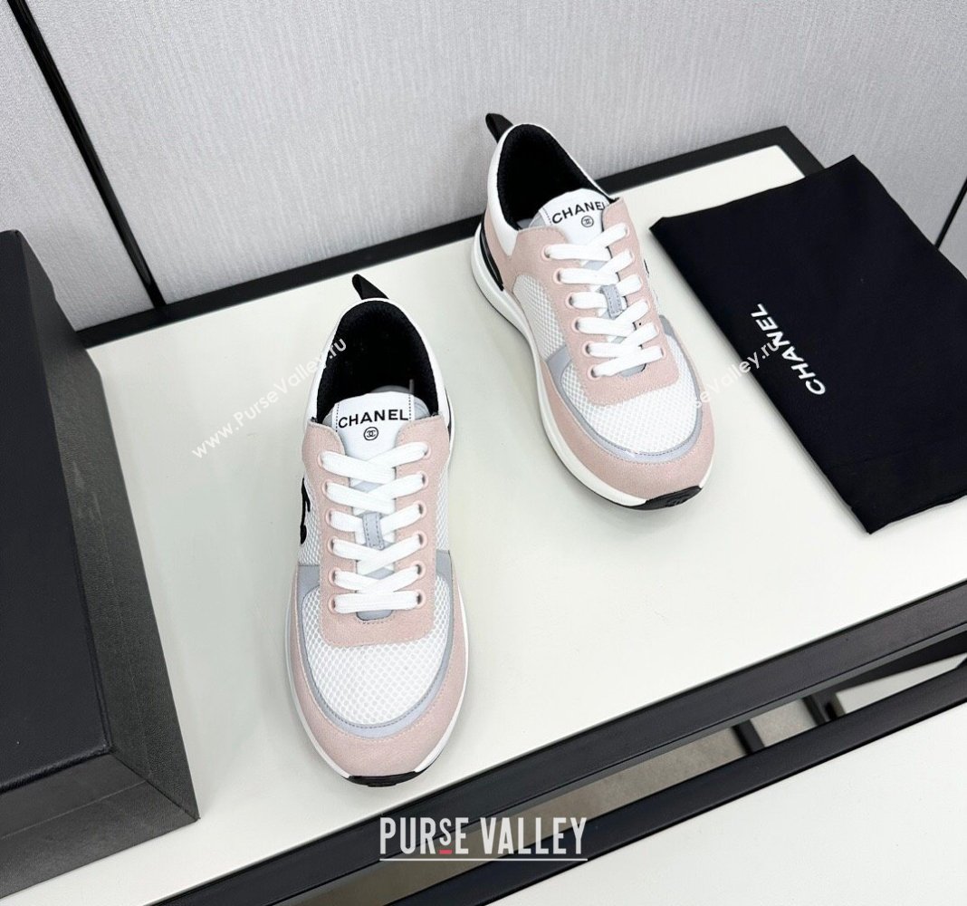 Chanel Mesh Suede Sneakers Light Pink 2024 072305 (KL-2407230046)