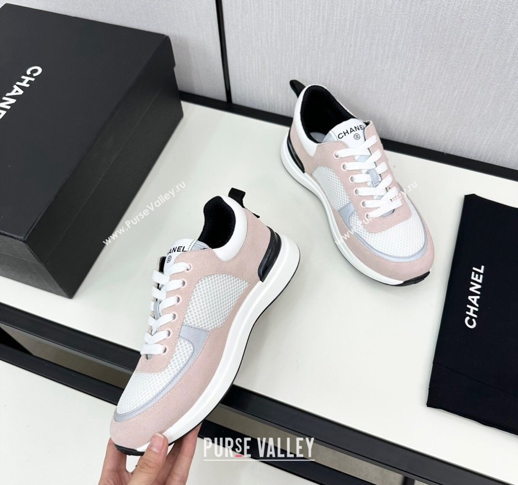 Chanel Mesh Suede Sneakers Light Pink 2024 072305 (KL-2407230046)