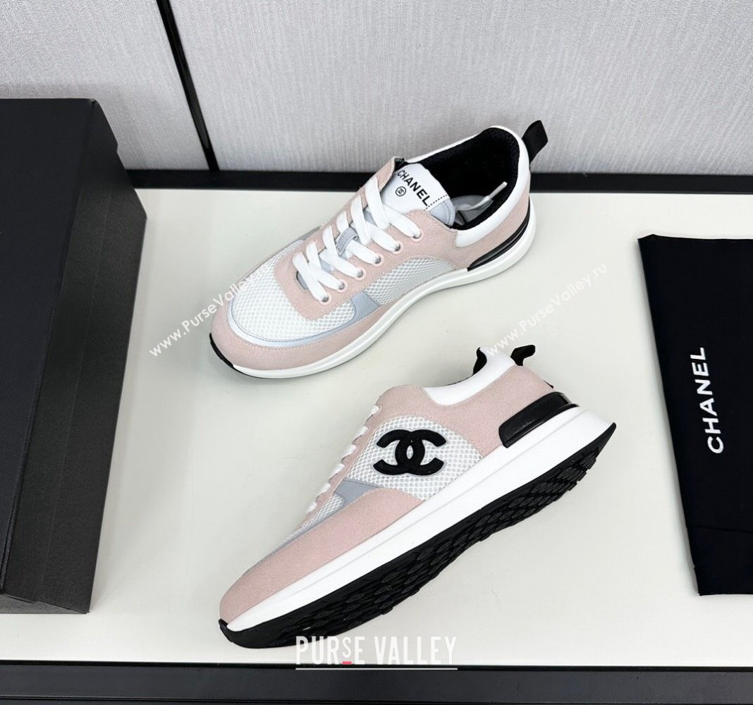 Chanel Mesh Suede Sneakers Light Pink 2024 072305 (KL-2407230046)