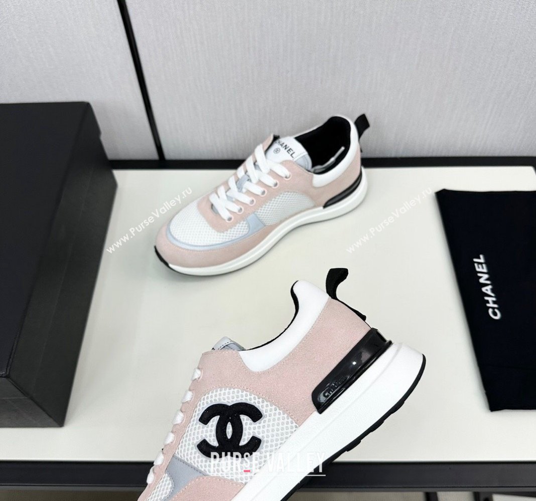 Chanel Mesh Suede Sneakers Light Pink 2024 072305 (KL-2407230046)