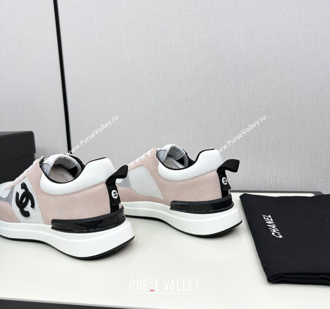 Chanel Mesh Suede Sneakers Light Pink 2024 072305 (KL-2407230046)